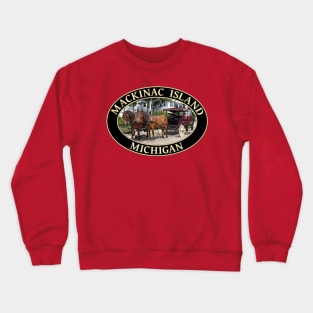 Horse and Carriage in Historic Mackinac Island, Michigan Crewneck Sweatshirt